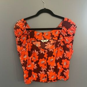 Button up floral crop top